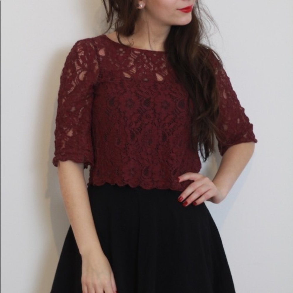 H&M Divided Maroon Lace Shirt